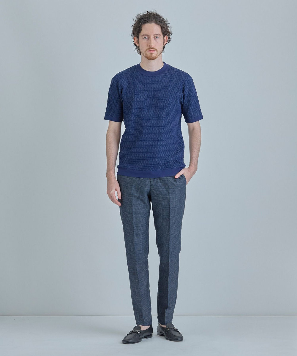 MEN'S BIGI 【ACTIVE TAILOR】ブリスターニットジャカードＴシャツ＜通気性/速乾性＞ ネイビー