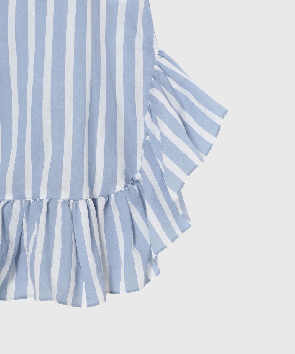 DÉPAREILLÉ COTTON SILK BORDER SLEEVELESS BLOUSE / コットンシルクボーダースリーブレスブラウス ブルー