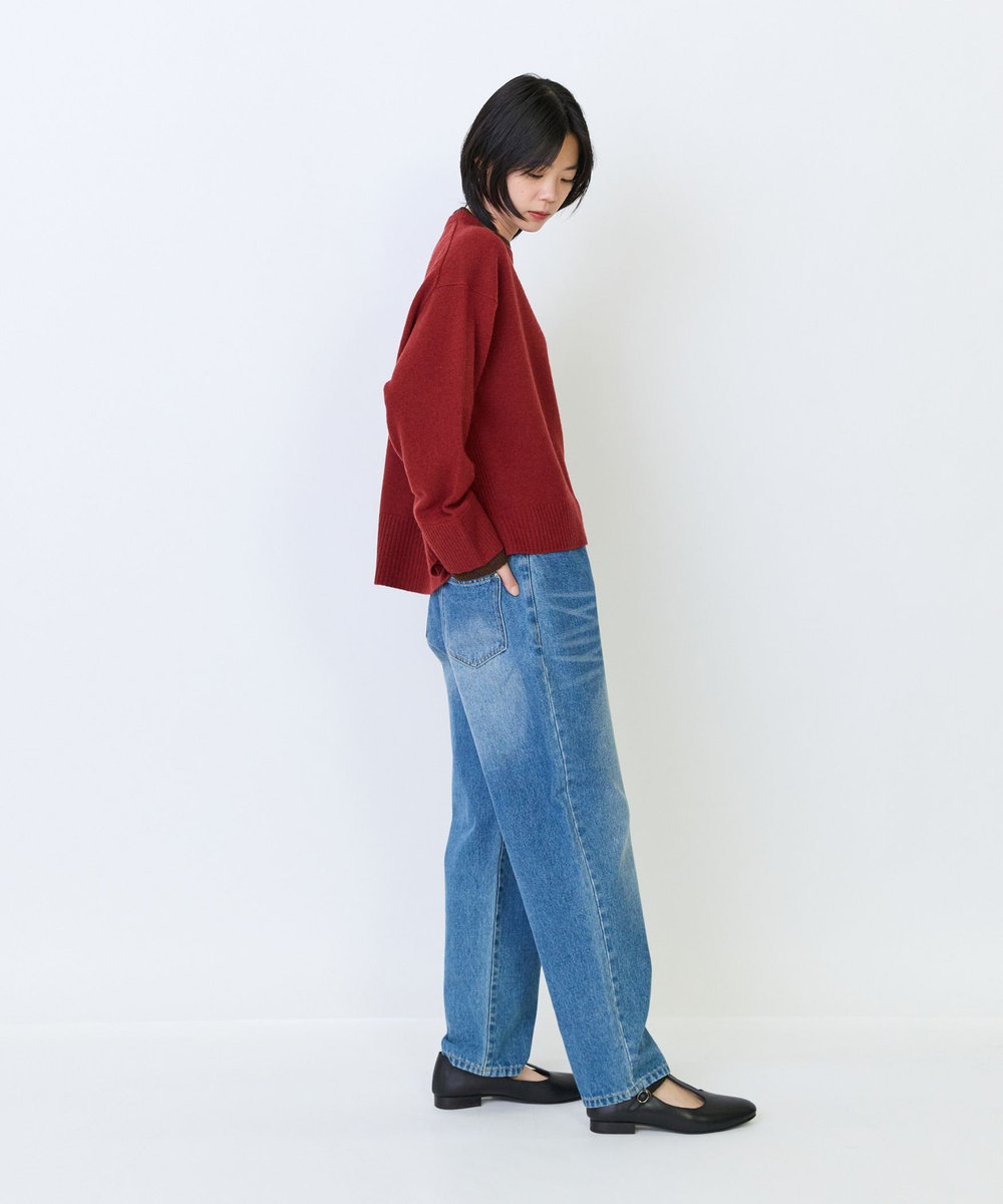 LOISIR ウール天竺配色プルオーバー レッド