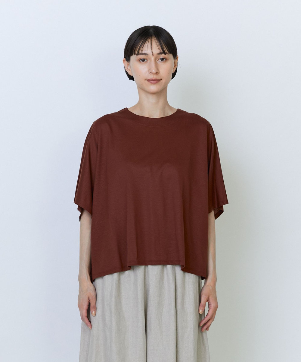 LOISIR リヨセル天竺ドルマンスリーブTシャツ ボルドー