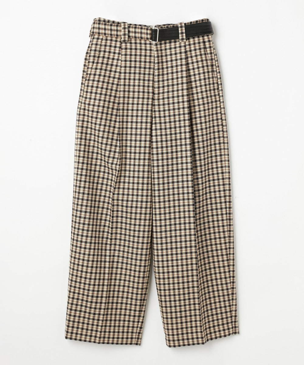 DÉPAREILLÉ WOOL CHECK BELTED PANTS / ウールチェックベルテッドパンツ ブラウン系その他