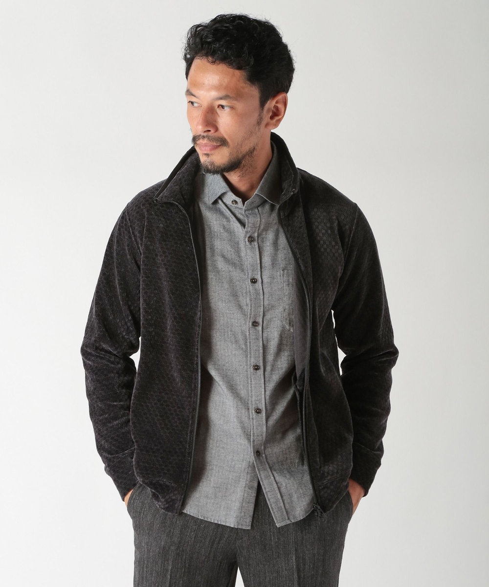 MEN'S BIGI スタンドジップモールジャカードブルゾン ブラック
