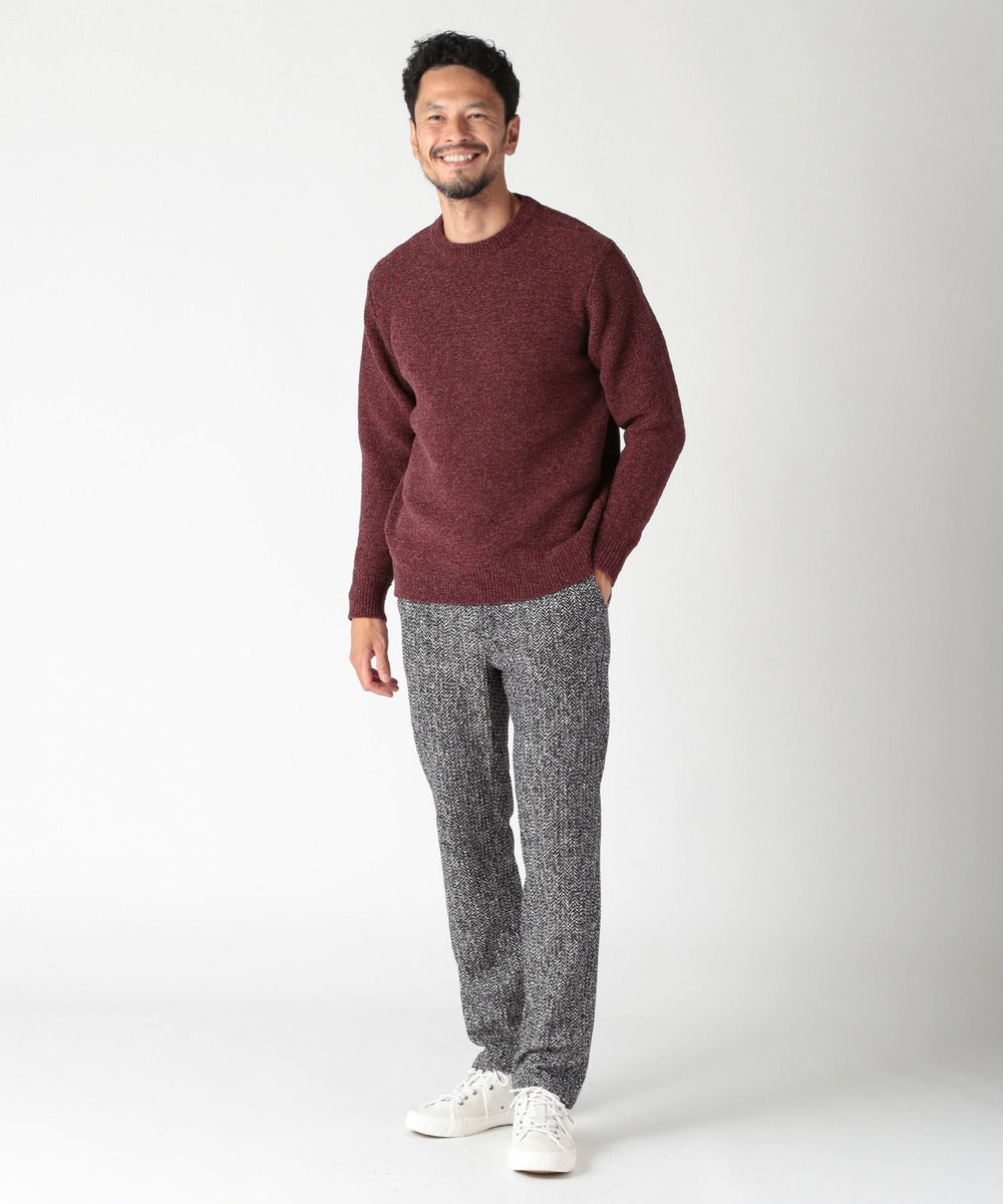 MEN'S BIGI 7G撚糸モールガータークルーネックニット ボルドー