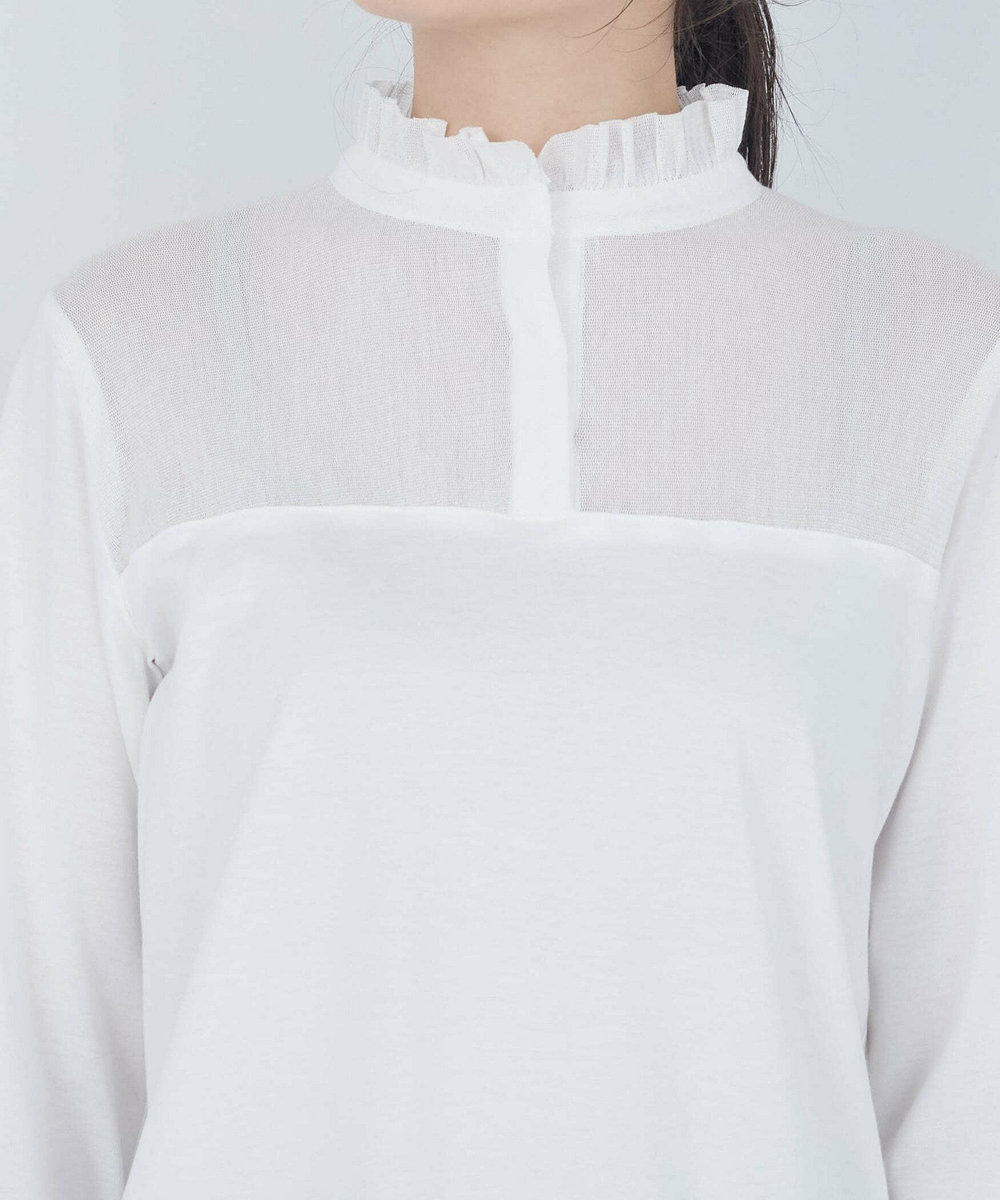 ADIEU TRISTESSE 綿チュール×カットソーブラウス オフホワイト