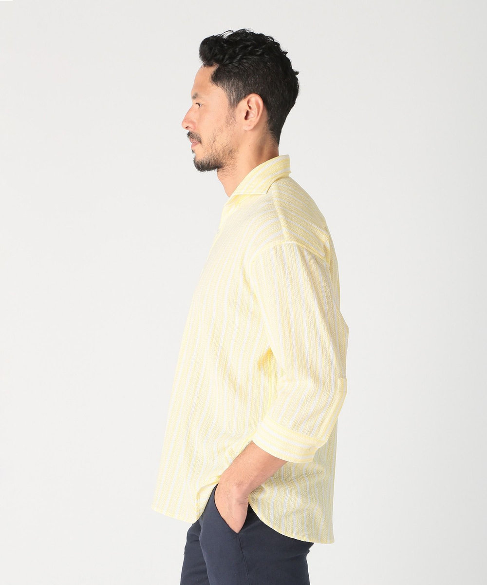 MEN'S BIGI ドビーストライププルオーバーシャツ イエロー