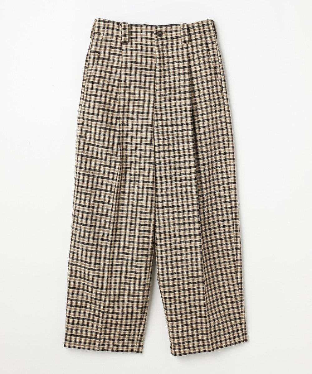 DÉPAREILLÉ WOOL CHECK BELTED PANTS / ウールチェックベルテッドパンツ ブラウン系その他