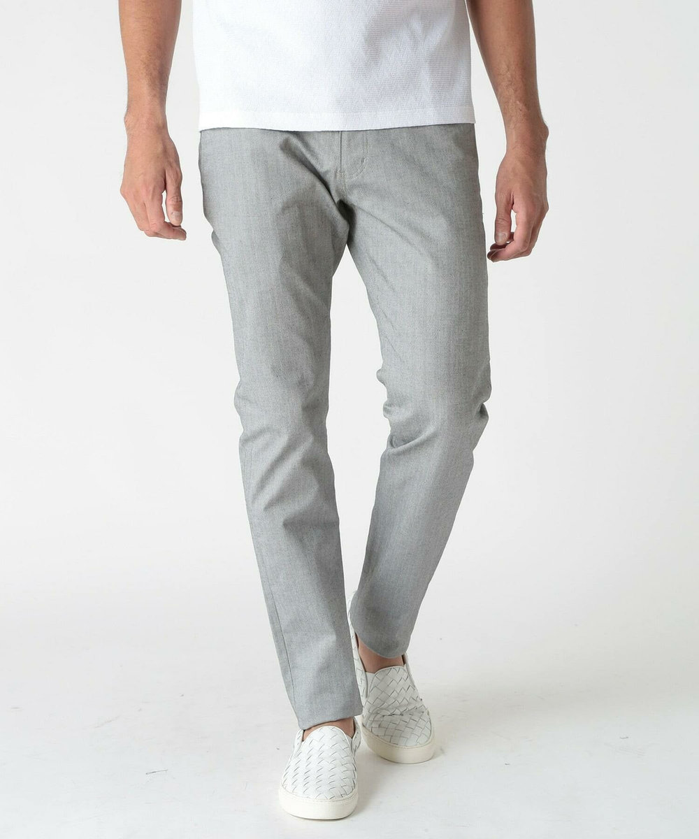 MEN'S BIGI シャドーヘリンボーンストレッチパンツ ライトグレー