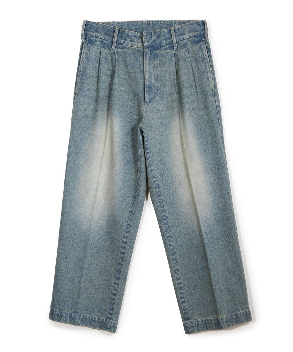 MEN'S BIGI セミワイドデニムタックパンツ ブルー