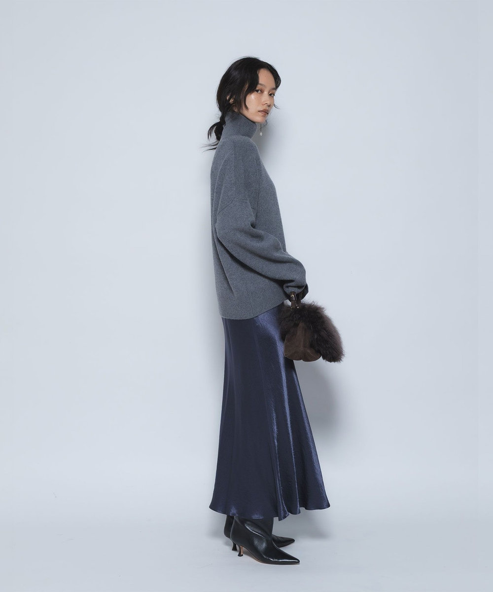 1er Arrondissement ビンテージサテンスカート ネイビー