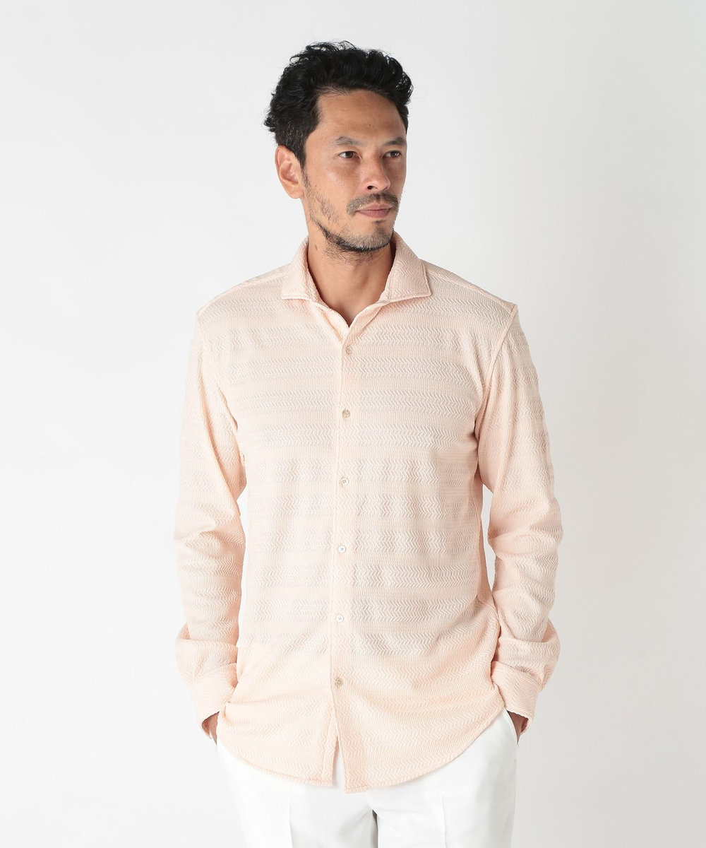 MEN'S BIGI ショートポイントカラージャージシャツ サーモンピンク