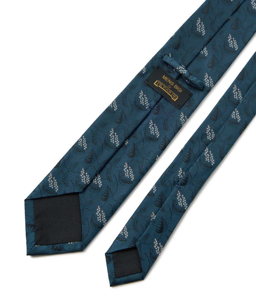 MEN'S BIGI 【TIE YOUR TIE /タイユアタイ】フローラル柄ネクタイ ターコイズブルー