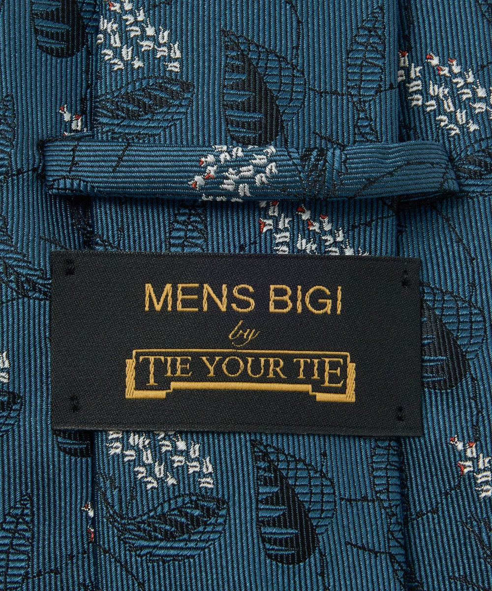 MEN'S BIGI 【TIE YOUR TIE /タイユアタイ】フローラル柄ネクタイ ターコイズブルー