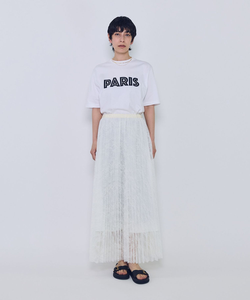 1er Arrondissement レースアコーディオンスカート ホワイト