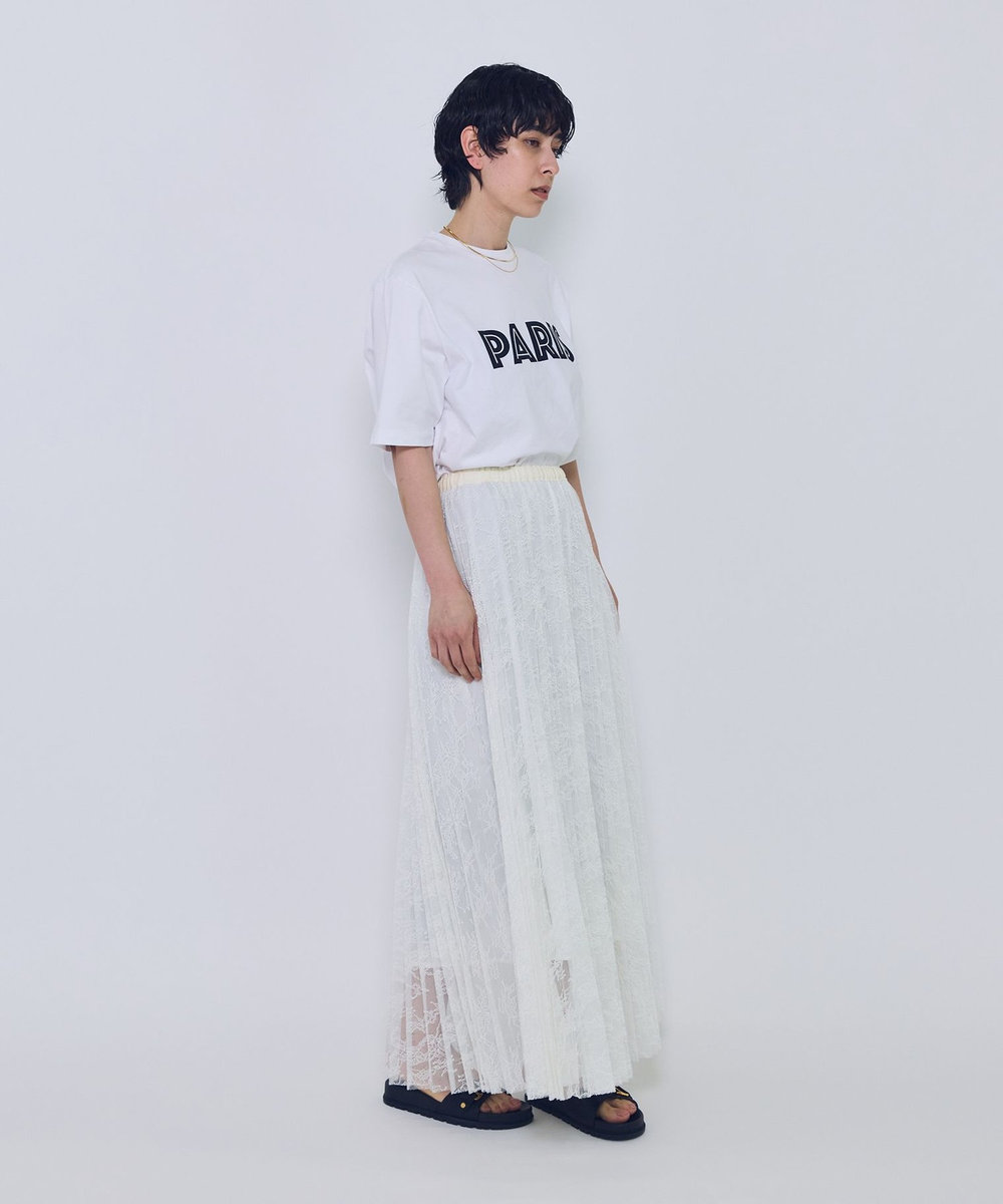 1er Arrondissement レースアコーディオンスカート ホワイト