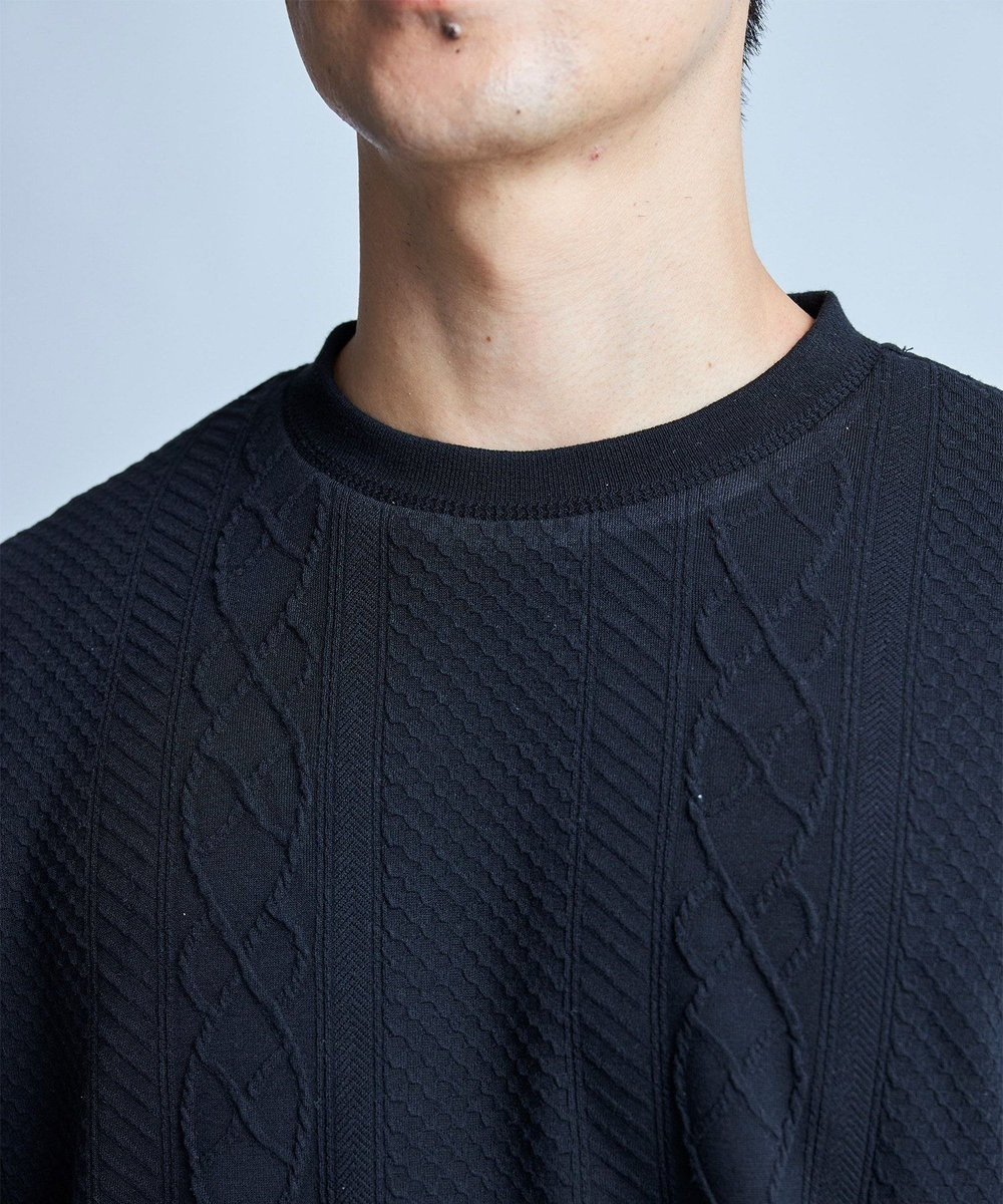 UNION STATION フクレジャガードコンビネーションTシャツ＜ストレッチ・ハンドウォッシャブル＞ ブラック