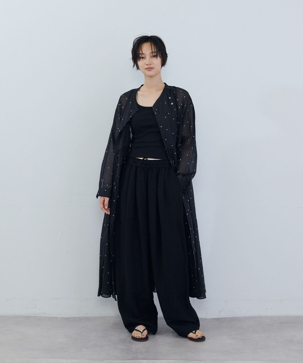 ADIEU TRISTESSE コットンオーガンジードット刺繍ワンピース ブラック
