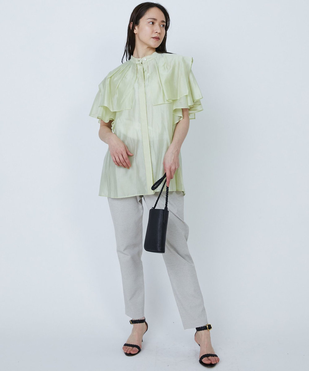 1er Arrondissement 【WEB限定】シアーテンセルラッフルブラウス ライム