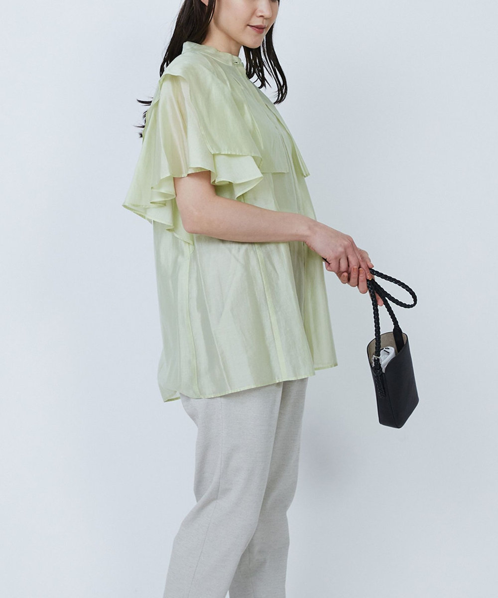 1er Arrondissement 【WEB限定】シアーテンセルラッフルブラウス ライム