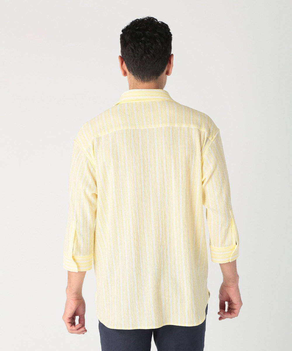 MEN'S BIGI ドビーストライププルオーバーシャツ イエロー