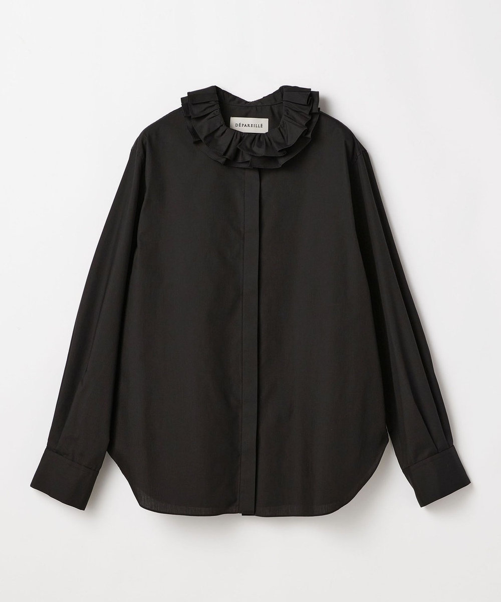 DÉPAREILLÉ POLY COTTON FRILL BLOUSE / ポリコットンフリルブラウス ブラック
