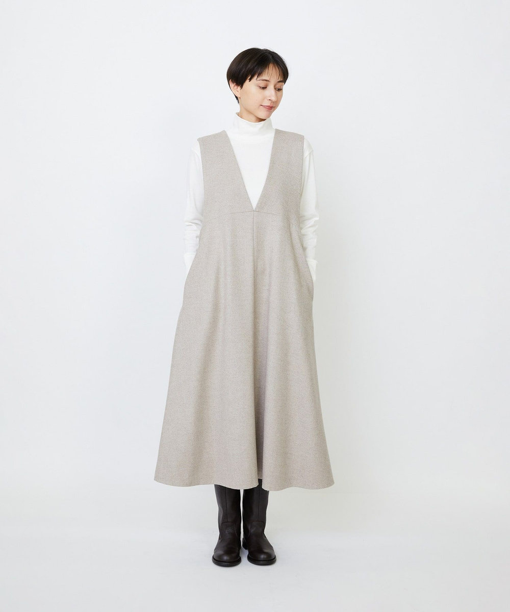 LOISIR ネックジャンパースカート ベージュ