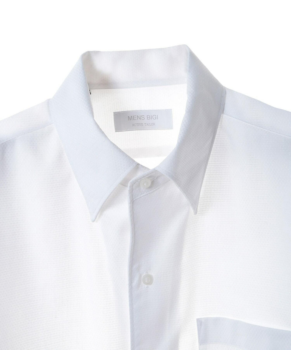 MEN'S BIGI コットンポリエステルドビーシャツ<吸水速乾> ホワイト