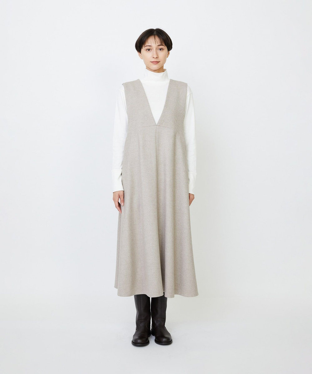 LOISIR ネックジャンパースカート ベージュ