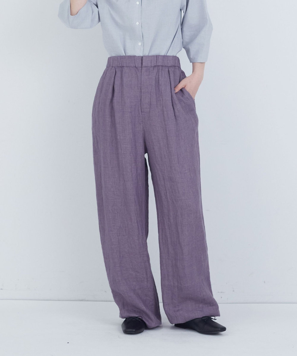 ADIEU TRISTESSE リネンワンタックストレートパンツ パープル
