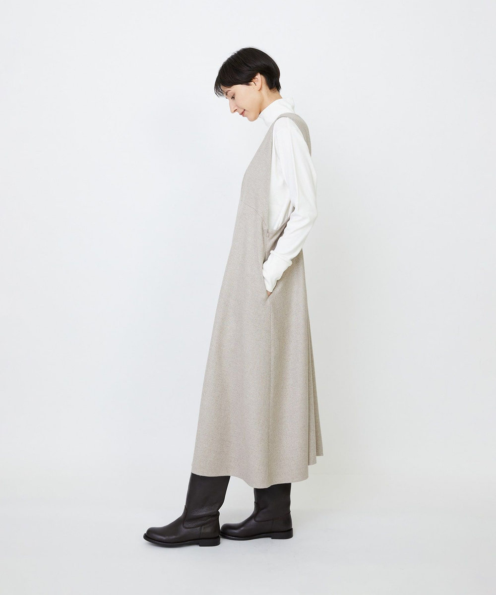 LOISIR ネックジャンパースカート ベージュ