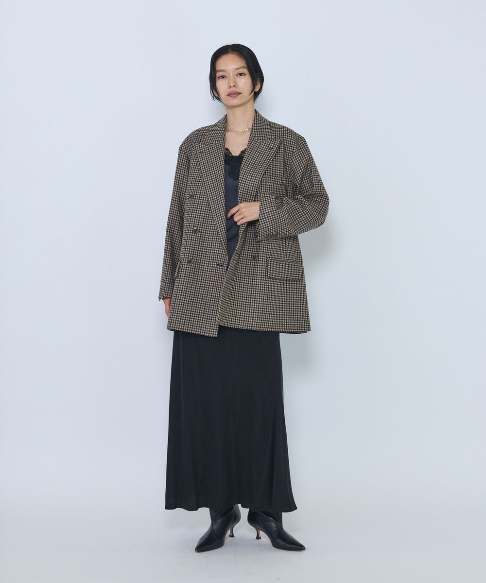 1er Arrondissement ＜COUTURE D'ADAM/クチュール ド アダム＞" Italian Shepherd Check"ビッグダブルジャケット ブラウン
