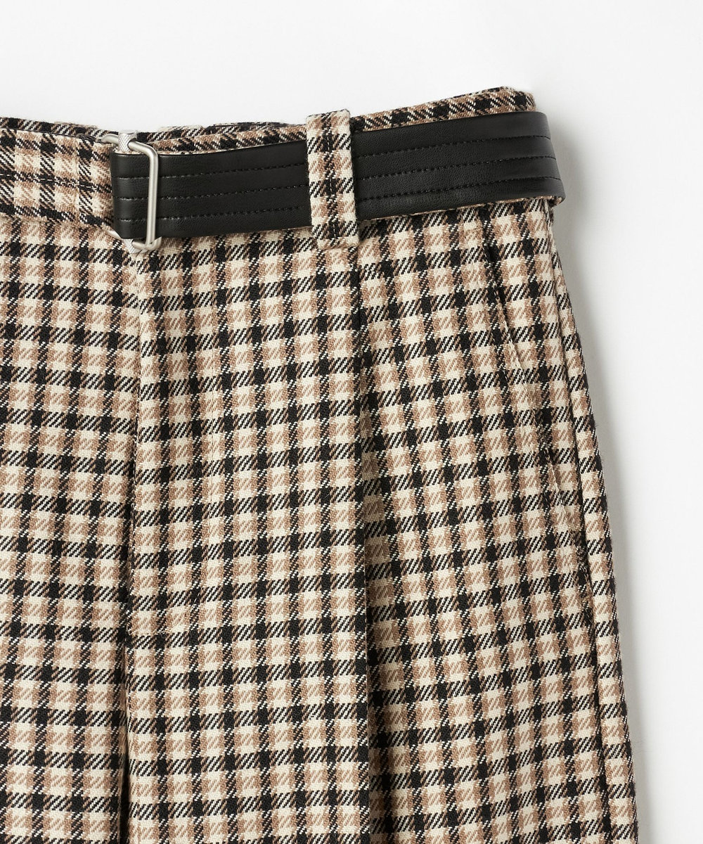 DÉPAREILLÉ WOOL CHECK BELTED PANTS / ウールチェックベルテッドパンツ ブラウン系その他