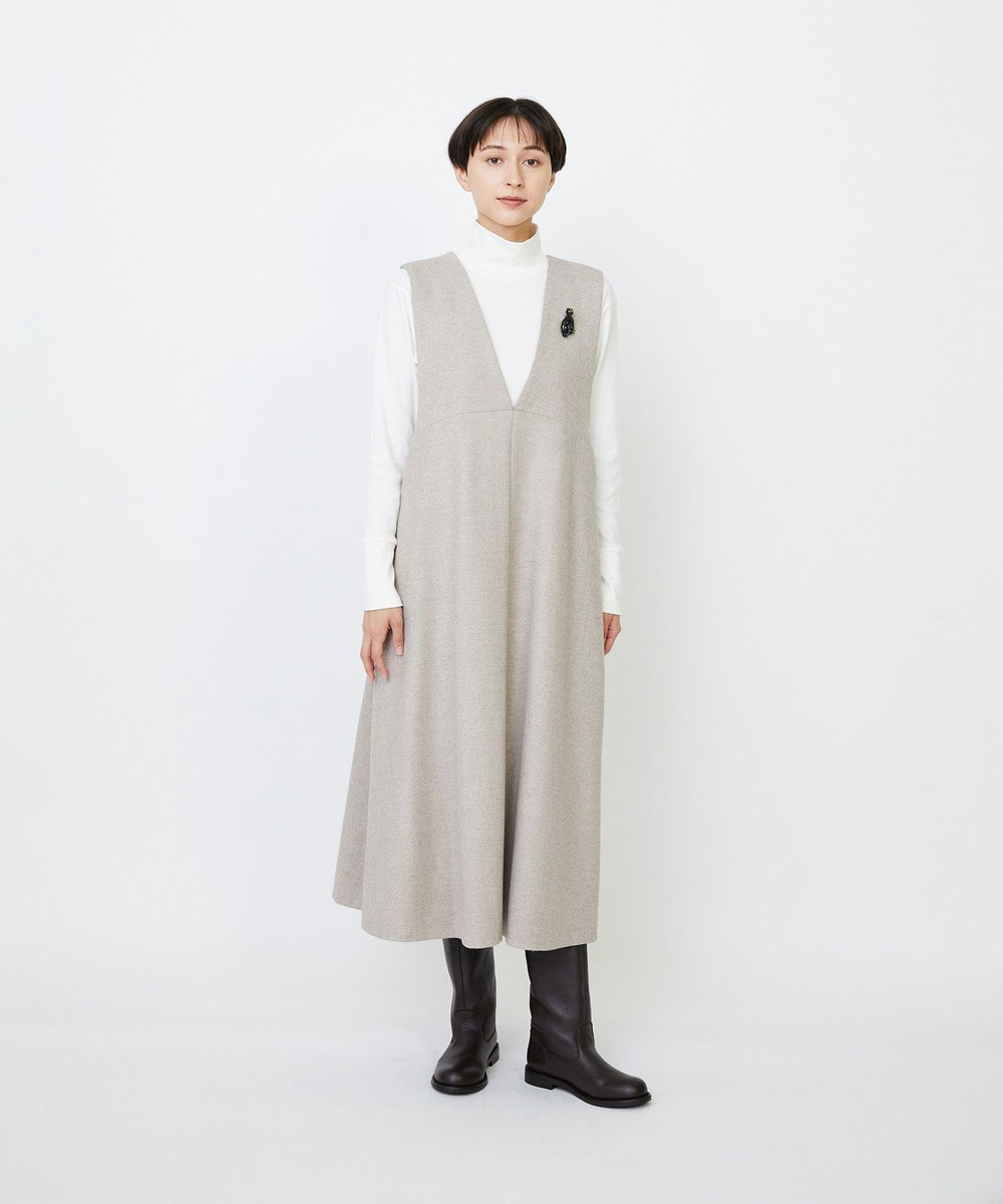LOISIR ネックジャンパースカート ベージュ