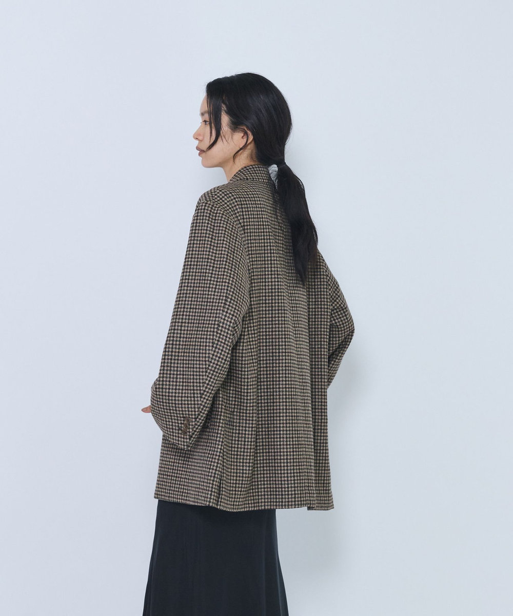 1er Arrondissement ＜COUTURE D'ADAM/クチュール ド アダム＞" Italian Shepherd Check"ビッグダブルジャケット ブラウン