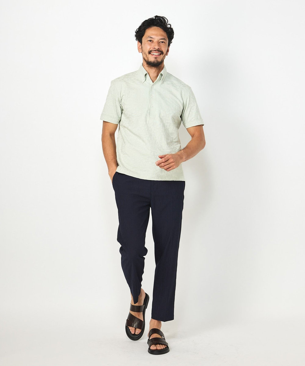 MEN'S BIGI 【COOL MAX】リンクスジャカードフラワー柄ポロシャツ グリーン