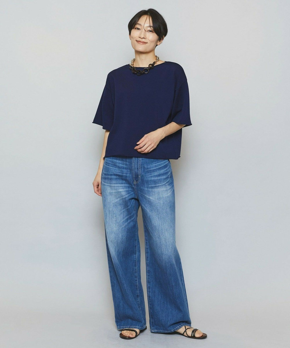 MOGA カーリングニットクロップドトップス ネイビー
