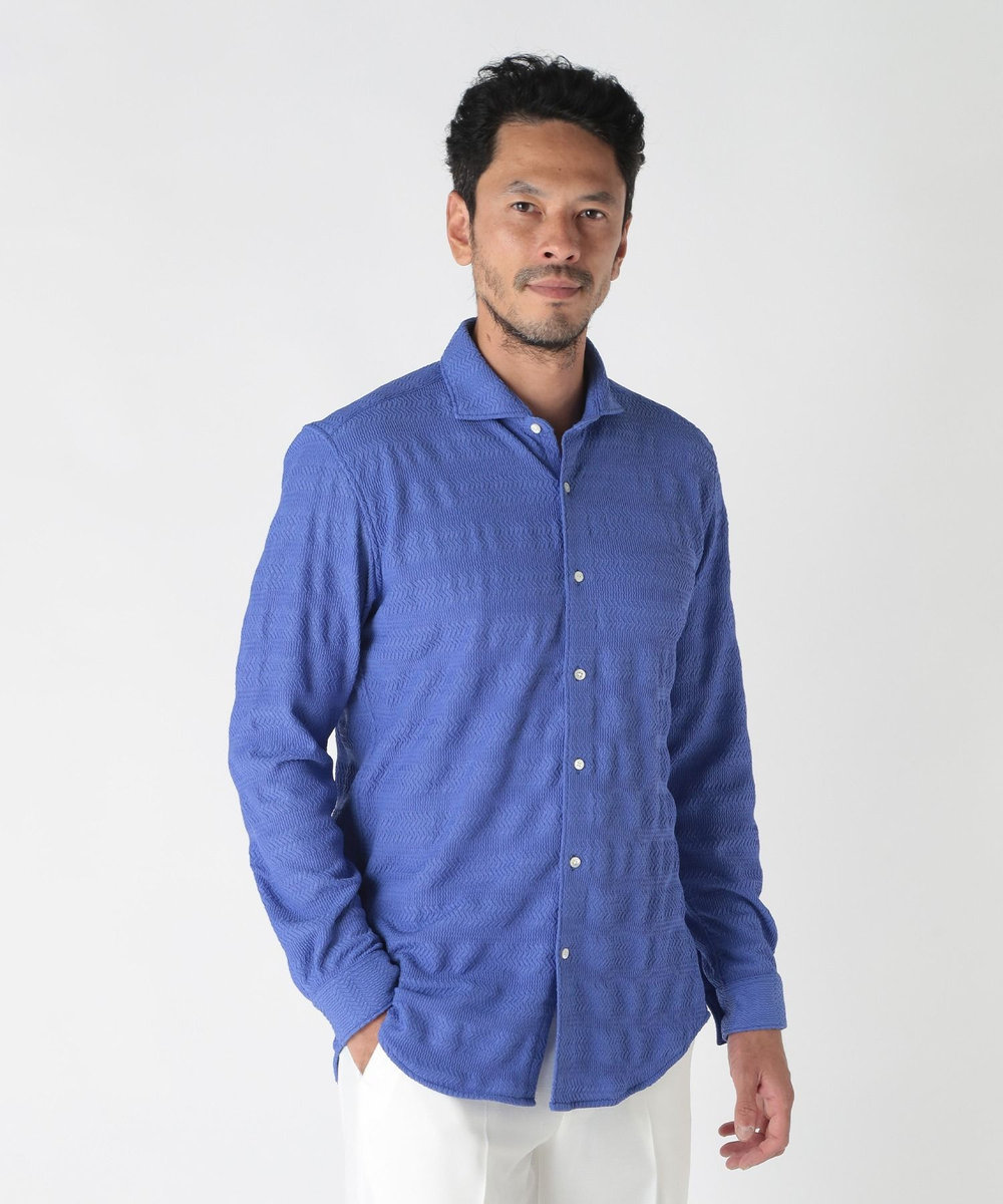MEN'S BIGI ショートポイントカラージャージシャツ ブルー