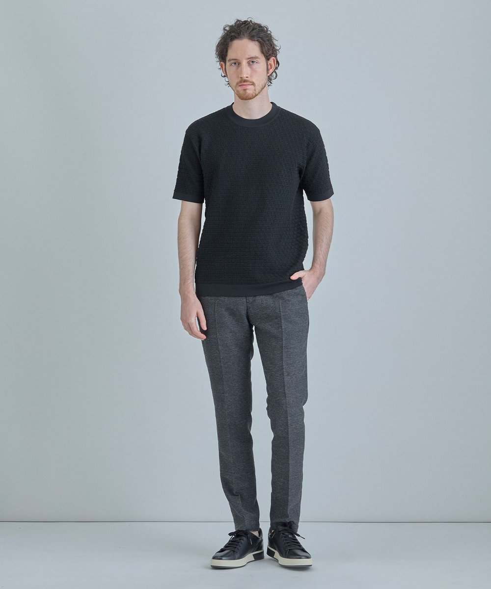 MEN'S BIGI 【ACTIVE TAILOR】ブリスターニットジャカードＴシャツ＜通気性/速乾性＞ ブラック