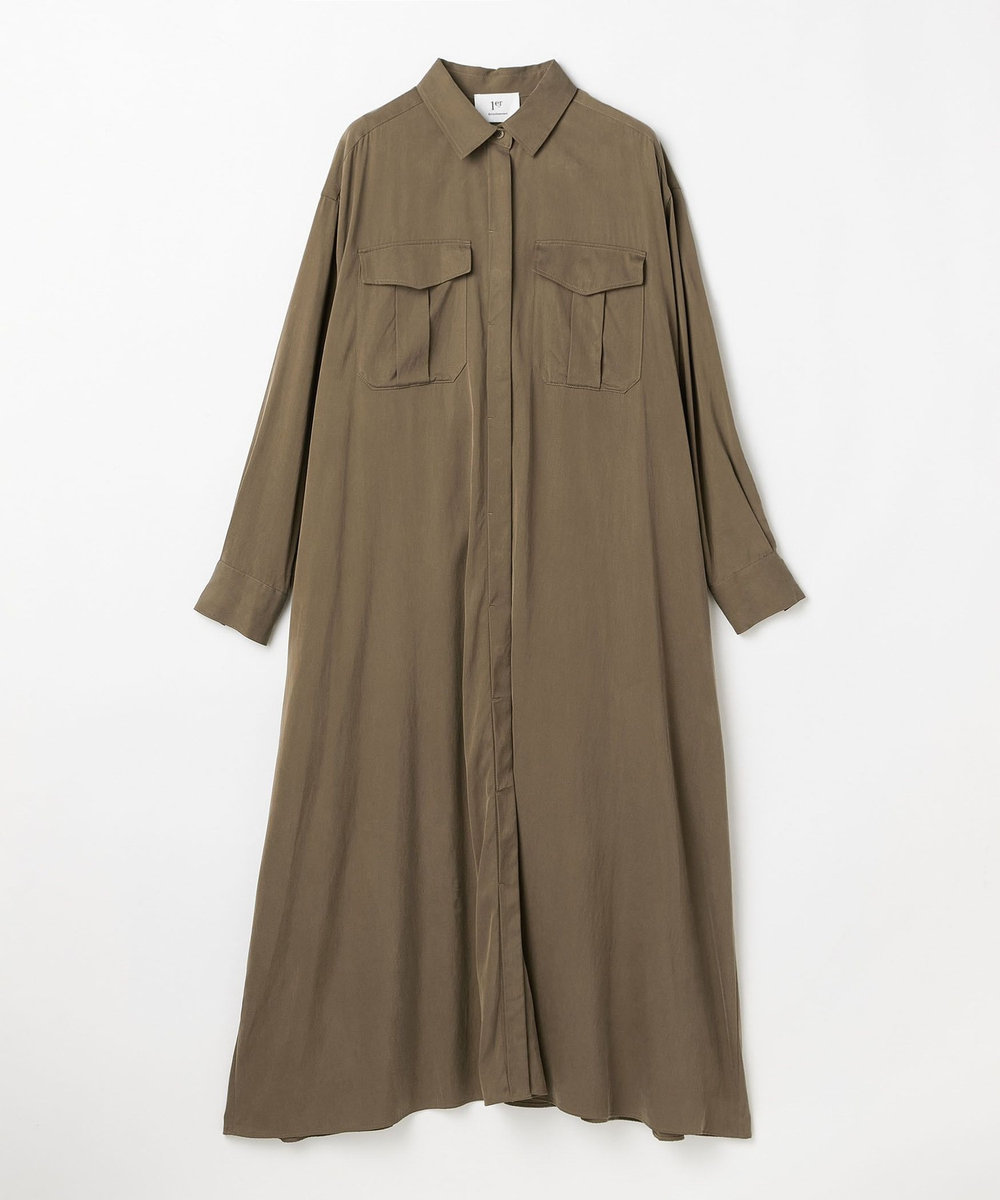 1er Arrondissement キュプラナイロンピーチシャツワンピース モカ