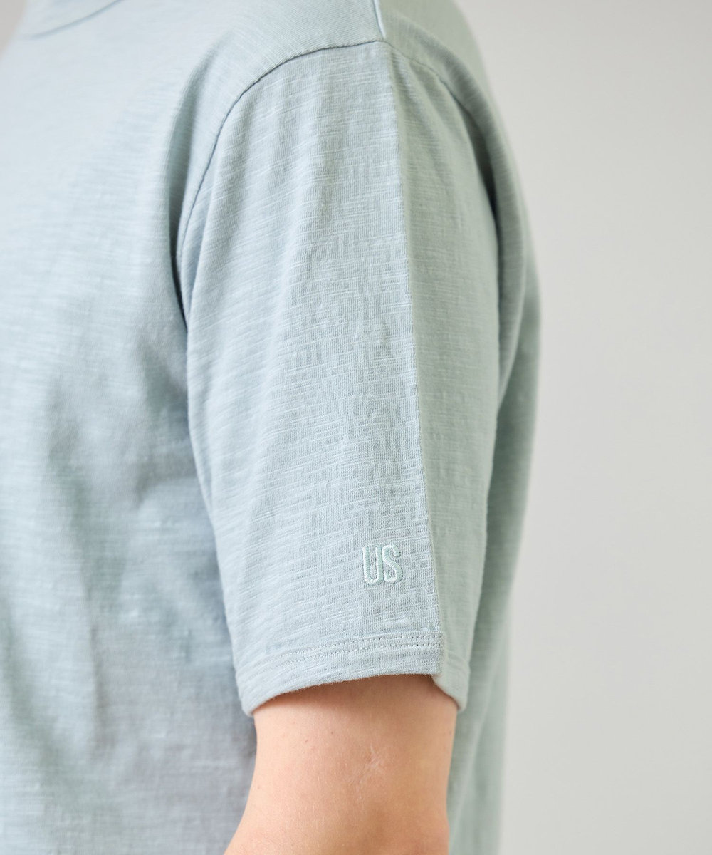 UNION STATION スラブ天竺袖刺繍Tシャツ サックスブルー