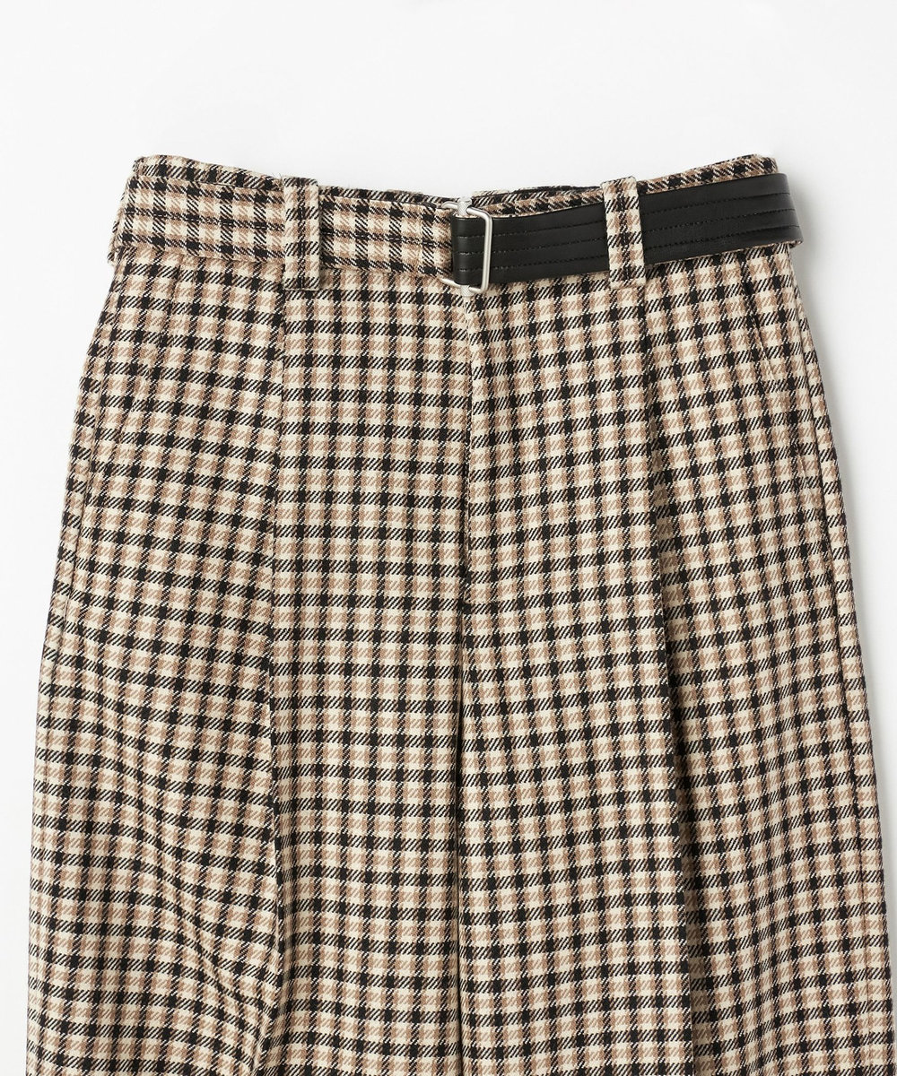 DÉPAREILLÉ WOOL CHECK BELTED PANTS / ウールチェックベルテッドパンツ ブラウン系その他