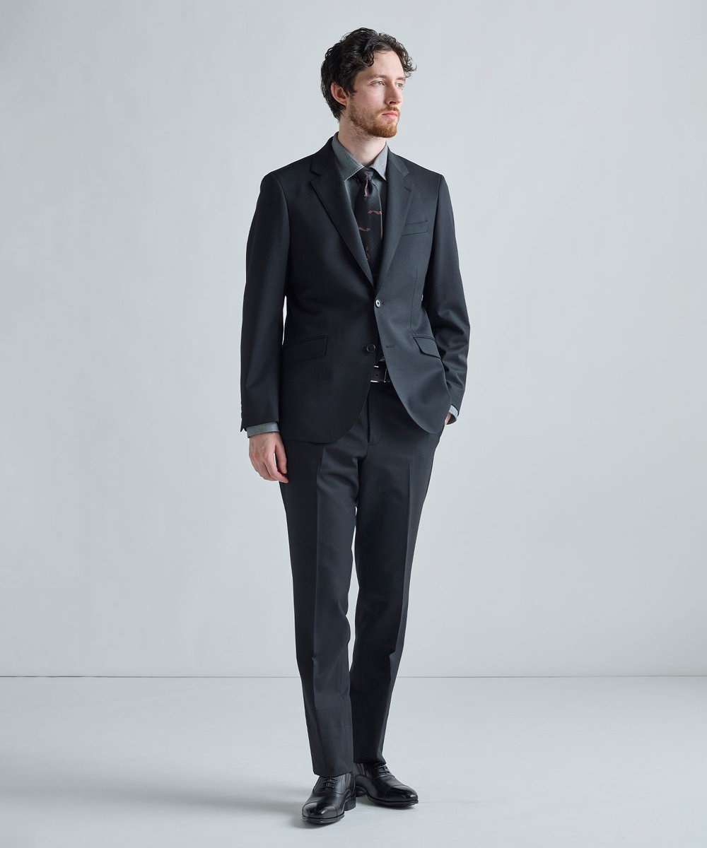 MEN'S BIGI ウールブレンド ブラックフォーマルスーツ＜ストレッチ＞ ブラック