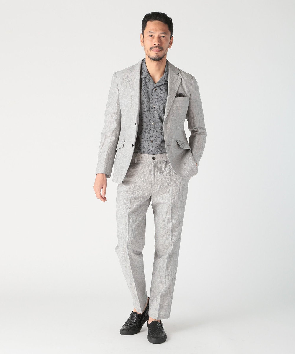 MEN'S BIGI ジャガードオープンカラーシャツ ライトグレー