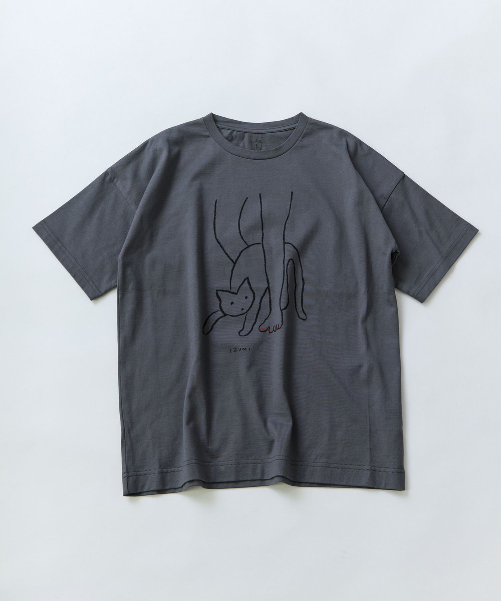LOISIR 【アーティストコラボ】LOISIR×塩川いづみ イラストプリントTシャツ チャコールグレー