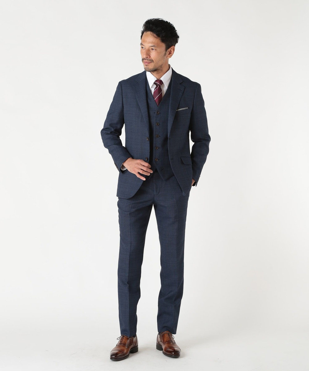 MEN'S BIGI ミックスヤーン/ポップサックテーラードジャケット ネイビー