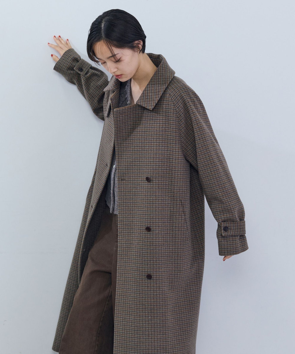 ADIEU TRISTESSE ウールロングコート チェック