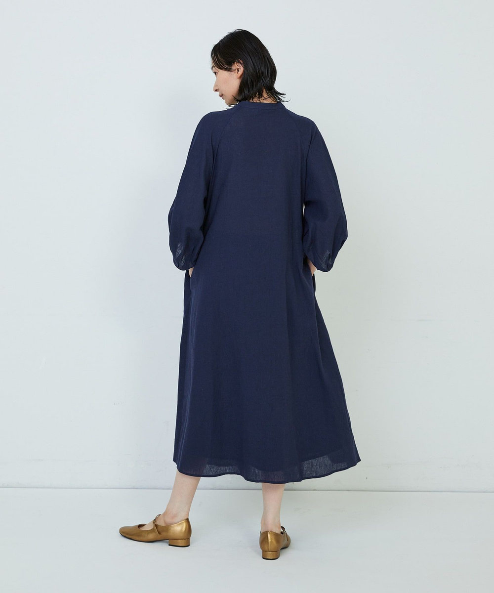 ADIEU TRISTESSE コットンリネンAラインワンピース ネイビー