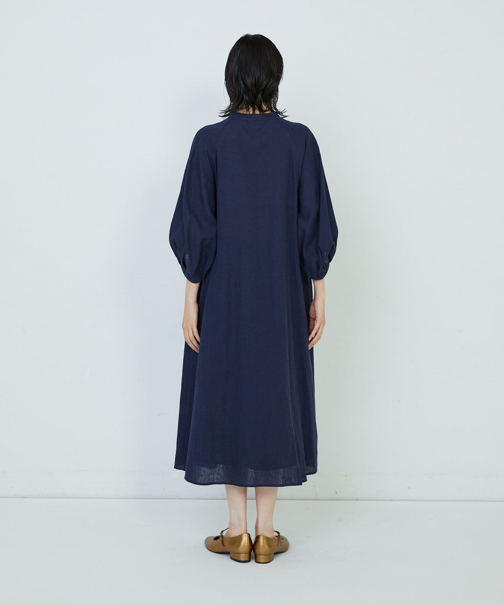 ADIEU TRISTESSE コットンリネンAラインワンピース ネイビー
