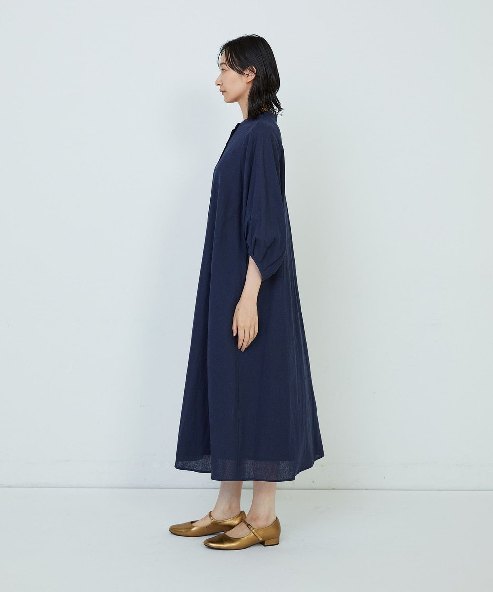ADIEU TRISTESSE コットンリネンAラインワンピース ネイビー