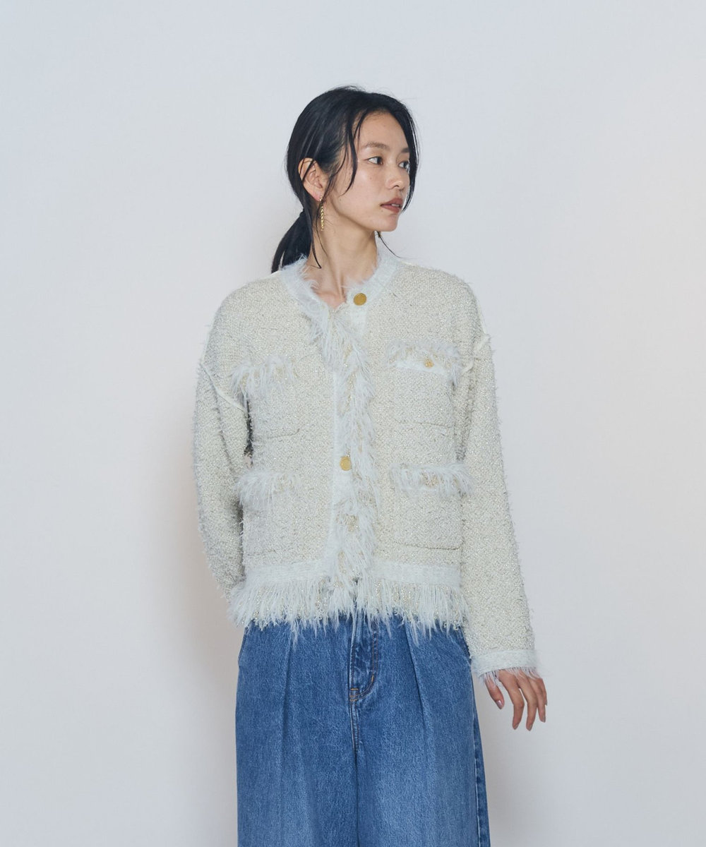 1er Arrondissement 【WEB限定カラーあり】"La Seine"ツイードニットジャケット アイボリー