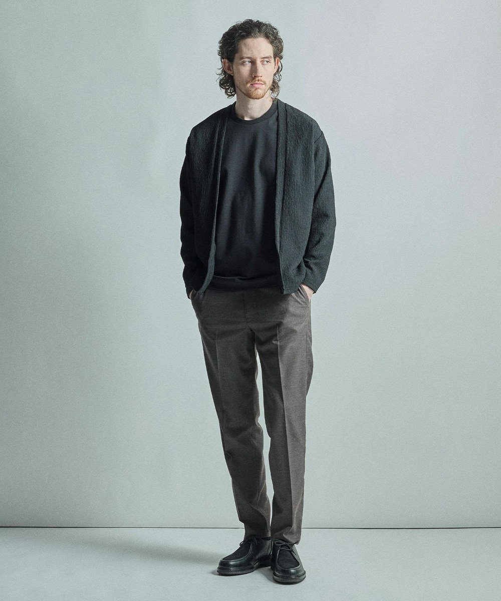 MEN'S BIGI 【ACTIVE TAILOR/アクティブテイラー】シルケットスムースクルーネック長袖Tシャツ ブラック